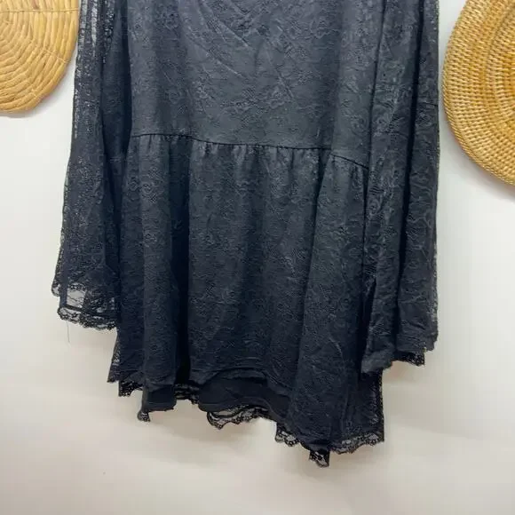 Torrid Lace Baby Doll Top Plus Size 5X Black Sweetheart Neck Sheer Bell Sleeve - Picture 5 of 8